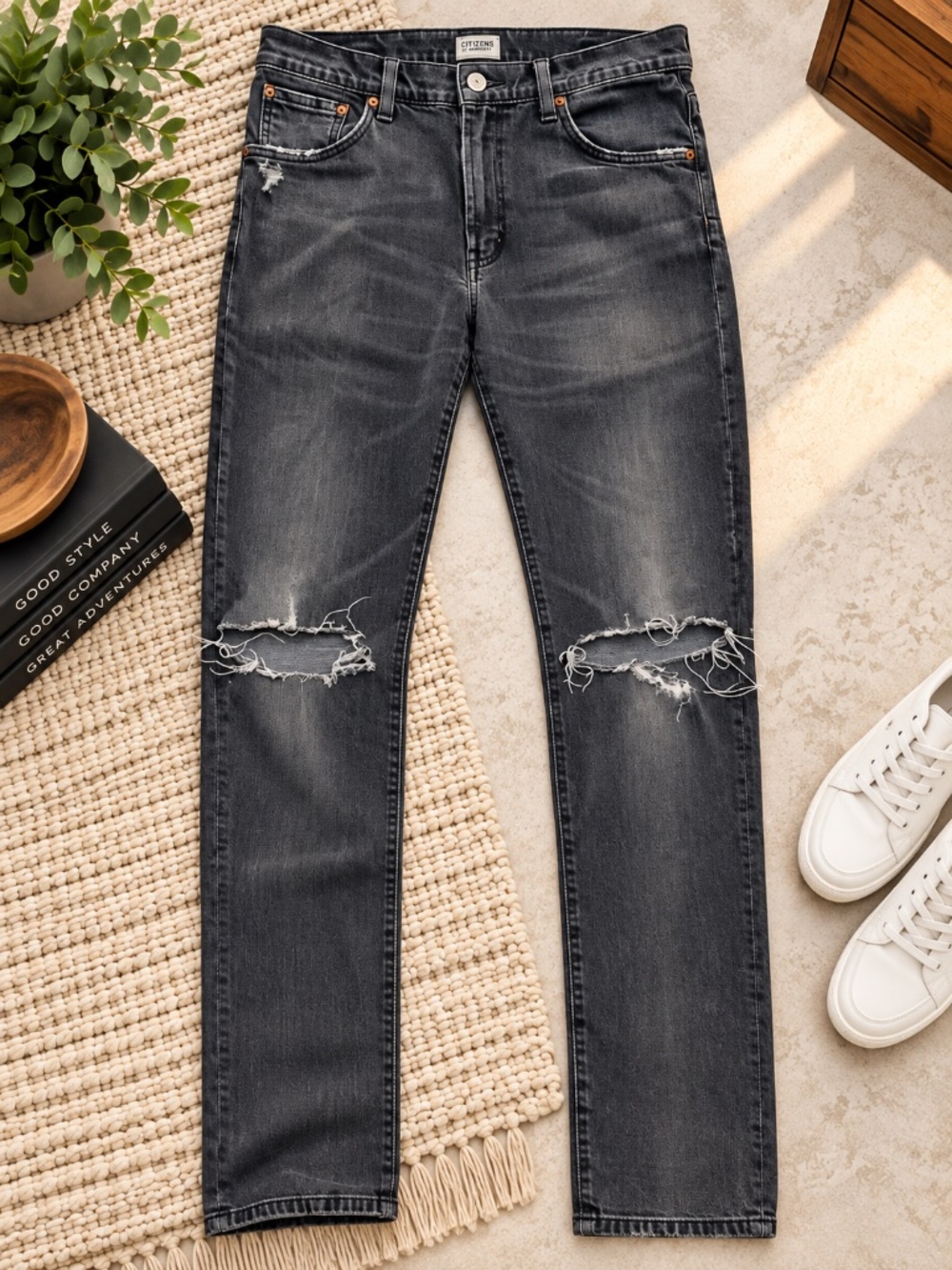 Citizens of Humanity Noah Super Skinny Men’s Jeans • 31 • Charcoal Gray • Distre
